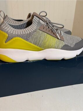 Cole Haan ZeroGrand all day trainers!Gray and Yellow Knit Sock Sneakers